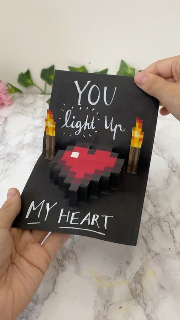 Gift Ideas To Make For Boyfriend, Minecraft Ideas For Boyfriend, Cute Bf Crafts, Cute Diy Gifts For Your Boyfriend, Minecraft Card Ideas, Cute Letter Ideas For Boyfriend Creative, Bf Ideas Gifts, Minecraft World For Boyfriend, Minecraft Gift Ideas For Boyfriend