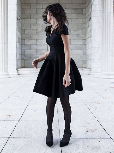 Dress for the Season - Classy Girls Wear Pearls Black Dress With Stockings Outfit, Dress With Stockings Outfit Classy, Dress With Stockings Outfit, Stockings Outfit Classy, Sarah Vickers, Cute Red Dresses, Classy Girls Wear Pearls, Kiel James Patrick, Stockings Outfit