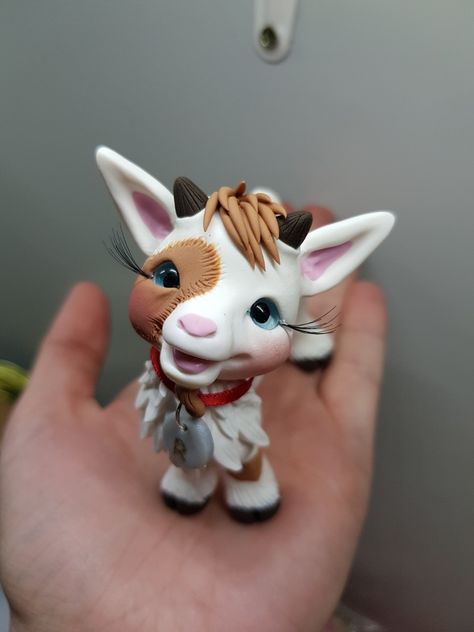 Goat Clay Sculpture, Polymer Clay Goat, Pigmy Goat, Farm Theme Cake, Polymer Clay Dogs, Laura Barton, Fimo Clay Crafts, Polymer Clay Characters, Clay Craft Ideas