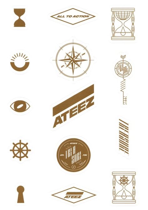 Ateez Symbol Logo, Atiny Ateez Tattoo, Ateez Photocard Back Design, Fix On Tattoo Ateez, Atiny Ateez Logo, Ateez Logo Aesthetic, Kpop Tattoo Ideas Ateez, Ateez Stickers Printable, Ateez Nails Designs