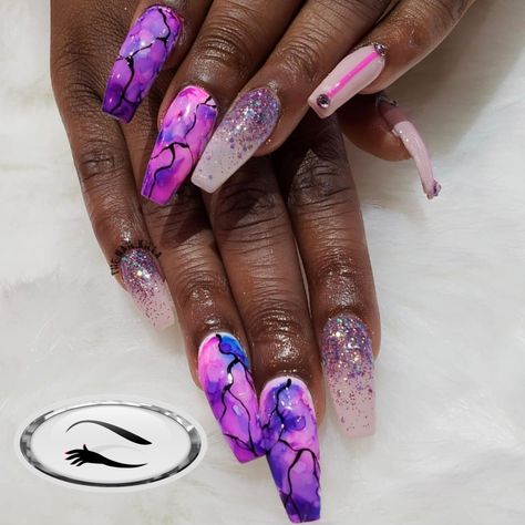 Marble Nail Art Designs, Purple Marble Nails, Marble Nail Design, Water Marble Nail Art, Ombre Acrylic, Water Marble Nails, Water Nails, Marble Nail Designs, Art Designs Ideas