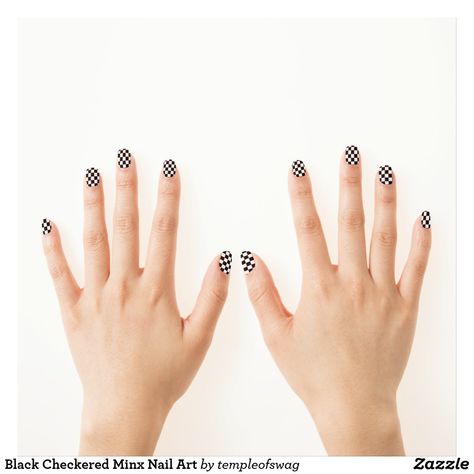 Black Checkered Minx Nail Art Mummy Decorations, Checkered Nails, Usa Nails, Minx Nails, White Nail Art, White Cow, Nail Patterns, Halloween Nail Art, Manicure Set