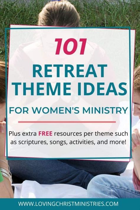 This list of 101 retreat theme ideas for Christian women ministry will help you get started planning. #womensministry #retreatthemes #christianwomen Christian Retreat Themes, Womens Retreat Themes, Ranch Retreat, Christian Conference, Retreat Planning, Retreat Themes, Christian Retreat, Womens Ministry Events, Spiritual Retreats