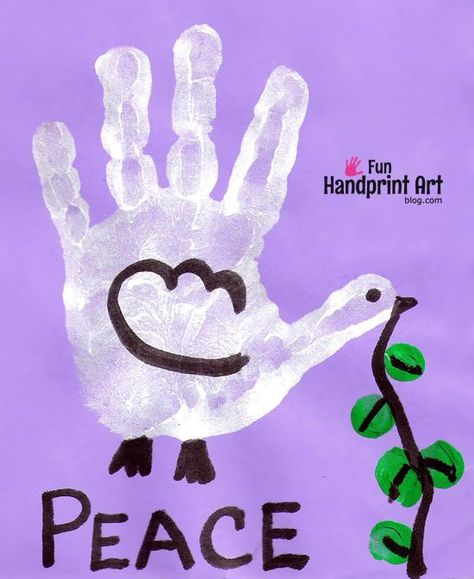 This Handprint Dove is a great craft to make for the International Day of Peace (September 21st), World Peace Day (November 17th), as well as Martin Luther King Day. Martin Luther King Jr Crafts, Peace Crafts, Hand Print Art, World Peace Day, International Day Of Peace, Footprint Art, Church Crafts, Handprint Crafts, Martin Luther King Day