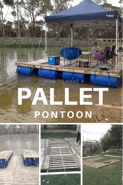 Floating Picnic Table, Floating Dock Plans, Pallet Floors, Pallet Playhouse, Pallet Shed, 1001 Pallets, Diy Boat, Pallet Outdoor, Recycled Pallets