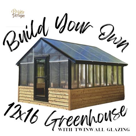 12' x 16' Greenhouse with Twinwall Glazing by ProjexDesign on Etsy Wood Greenhouse Plans, Timber Frame Greenhouse, Greenhouse Shed Combo, Beautiful Greenhouse, Garage Construction, Garden Sanctuary, Carport Plans, Large Greenhouse, Greenhouse Garden