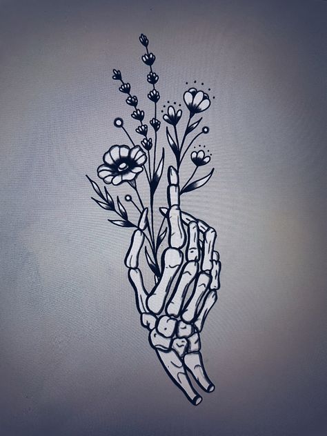 Skeleton Hand With Flowers, Skeleton Hands Drawing, Badass Drawings, Skull Hand Tattoo, Magic Runes, Skeleton Flower, Skeleton Drawings, Western Tattoos, Skeleton Tattoos