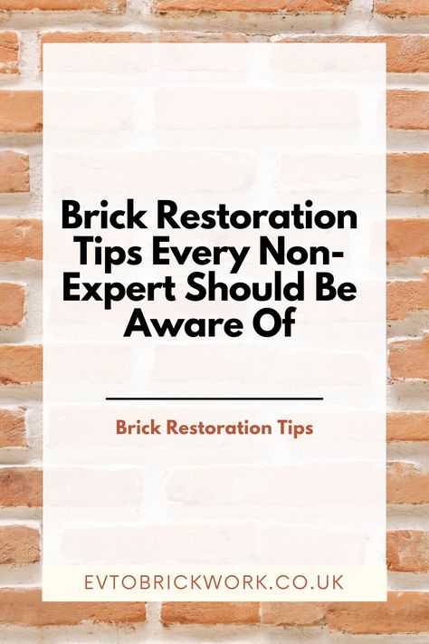 Using bricks to style up the exterior of your house is always a good idea, as bricks are a long-lasting solution that always stays in style. But because of the constant exposure to high temperatures and moisture, your brickwork may need some repair for you to restore its glamorous looks. #brickrestorationtips ##brickrestoration Brick Restoration, Brick Veneer, Diy Home Repair, Exterior Brick, Brickwork, Home Repair, Victorian Homes, Home Diy, Repair