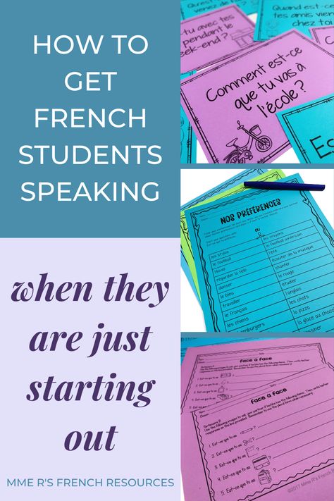 Need ideas and teaching resources to get your French students speaking in class? FSL students can be really hesitant to talk, so finding engaging activities that are structured just for beginners is key to getting them comfortable with speaking. Find some of my favorite resources and get tips for how to encourage French speaking in your Core French classroom at Mme R's French Resources. French Conversation Starters, French Conversation Practice, French Preschool Activities, Etsy Posters, French Core, Teaching French Immersion, French Speaking Activities, French Immersion Resources, Speaking French