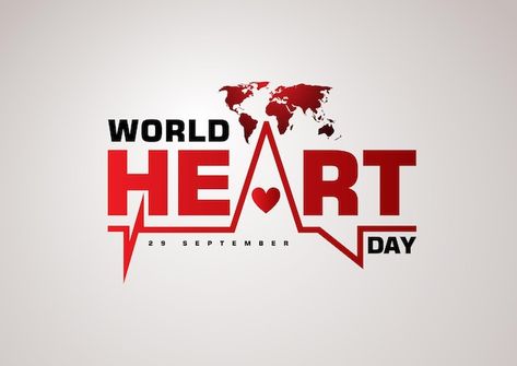 World heart day logo design with world m... | Premium Vector %23Freepik %23vector %23heart %23medical %23health %23hospital World Heart Day Poster Design Creative, World Heart Day Creatives, World Heart Day Poster Design, World Heart Day Creative Ads, World Heart Day Poster, Heart Health Facts, Day Logo Design, Heading Design, Devotional Images