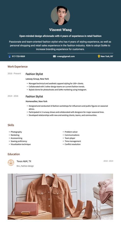 fashion stylist resume example Resume For Fashion Designer, Fashion Stylist Resume, Fashion Designer Resume Creative, Fashion Designer Resume Template, Fashion Designer Cv Creative Resume, Job Applications, Fashion Career, Writing Guide, Business Branding Inspiration