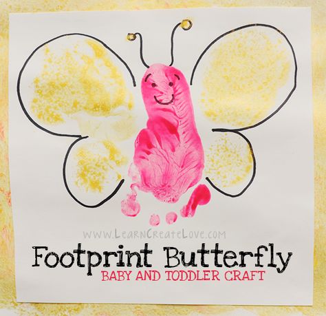 Butterfly Footprint Craft, Butterfly Crafts For Infants, Infant Butterfly Art, March Infant Crafts, Butterfly Footprint Art, Footprint Alphabet, Footprint Butterfly, Butterfly Art And Craft, Butterfly Footprints