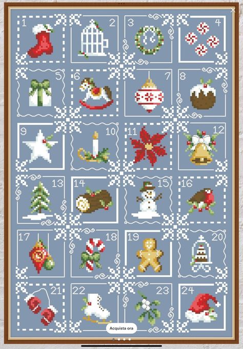 Cross Stitch Miniatures, Christmas Cross Stitch Patterns Free Advent Calendar, Mini Cross Stitch Patterns Miniatures, Christmas Cross Stitch Patterns Free, Advent Calendar Pattern, Holiday Cross Stitch Patterns, Cross Stitch Tutorial, Holiday Embroidery, Tiny Cross Stitch