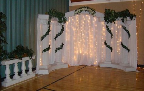 more backdrops Goddess Party Theme, Around The World Prom Theme, Cake Wedding Table, Santorini Party, 1920s Themed Wedding, Greek Party Theme, Prom Venues, Blue And Green Wedding, Catholic Wedding Program