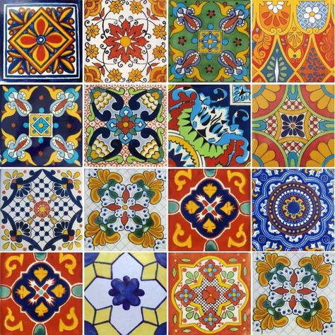 Adesivo Azulejo Mexicano Mexican Tile Designs Patterns, Mexican Tile Art Ideas, Mexican Tile Mosaic, Azulejos Pattern, Mexican Talavera Tile Patterns, Decoupage Tray, Mexican Tile, Spanish Tile, Talavera Tiles