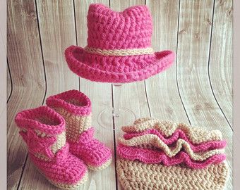 Handmade Crochet Creations and Crochet by LainetreeCreations Baby Cowgirl Hat, Baby Cowgirl Boots, Baby Cowboy Hat, Baby Cowgirl Outfits, Crochet Pattern Hat, Cowboy Crochet, Baby Cowgirl, Crochet Baby Photo Prop, Crochet Pattern Newborn