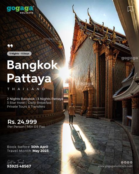 Thailand Poster Design, Thailand Travel Poster, Travel Packages Poster, Hotel Poster Design, Bangkok Poster, Thailand Poster, Bangkok Pattaya, Poster Promo, Travel Advertising Design