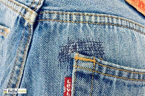 Do you want to know how to patch a hole in jeans by hand? Learn how to use the backstitch to fix a hole in the corner of a jeans back pocket. Darning A Hole In Jeans, Darning Jeans By Hand, Hole In Jeans Repair, Repair Jeans Hole, Patch A Hole In Jeans, Patching Holes In Jeans, Repair Denim Holes, Repair Holes In Jeans, Mend Jeans Holes