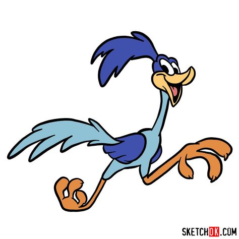 How to draw Road Runner - Step by step drawing tutorials Roadrunner And Coyote Cartoon, Roadrunner Tattoo Looney Tunes, Road Runner Drawing, Roadrunner Drawing, Road Runner Tattoo, Roadrunner Tattoo, Roadrunner Cartoon, Road Runner Cartoon, Road Runner Bird