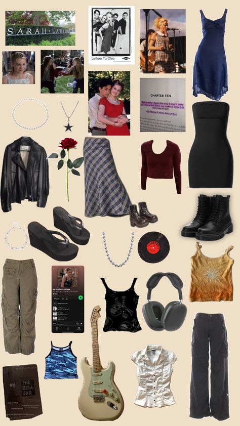 Kat stratford Kat Stratford Clothes, Bianca Stratford Outfit Inspiration, Kate Stanford Outfits, Cat Stratford Aesthetic, Kat Stratford Halloween Costume, Kat Stratford Party Outfit, Kat Starford Outfits, Kat Stanford Aesthetic, Kat Stratford Outfits Aesthetic