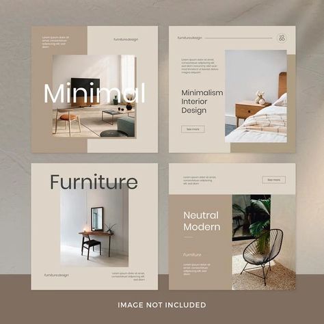 Furniture Instagram Post, Interior Design Brochure, Furniture Social Media, Design De Configuration, Retro Instagram, Minimal Interior Design, Minimal Furniture, Furniture Ads, Social Media Post Template