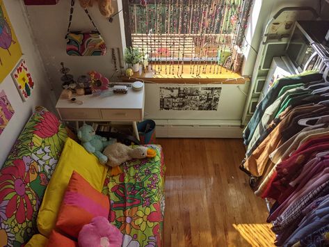 I Live in a 72 Square-Foot Apartment — My Best Storage Hacks Bedroom With Futon, Storage Hacks For Small Spaces, Bedroom Futon, Hacks For Small Spaces, Nyc Studio Apartments, Apartment In Nyc, Cleaning Schedules, A Day In My Life, Apartment Loft