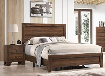 Esofastore Contemporary 3Pc King Size Panel Bed Nightstand Set Wooden Home Bedroom Furniture Brown Cherry Finish Headboard Bed Frame, Bed Nightstand, Headboard Bed, Bed Price, Brown Bed, Queen Panel Beds, Wooden Headboard, Bedroom Sets Queen, Wood Bed Frame