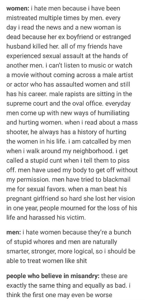 I don't hate men, but I understand the women who do. Men Who Hate Women, Hate Men Era, I Hate Men Funny, Feminism For Men, I Hate Men, Not All Men Feminism, Why I Need Feminism, Why Do We Still Need Feminism, Feminism Intersectional