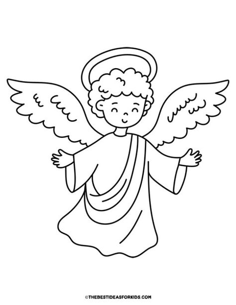 angel coloring page Mary And Angel Gabriel Craft, Angels Coloring Pages, Angel Printable, Angel Coloring Pages Free Printable, Drawing Ideas Angel, Drawing Angel, Angle Drawing, Nativity Characters, Nativity Coloring Pages