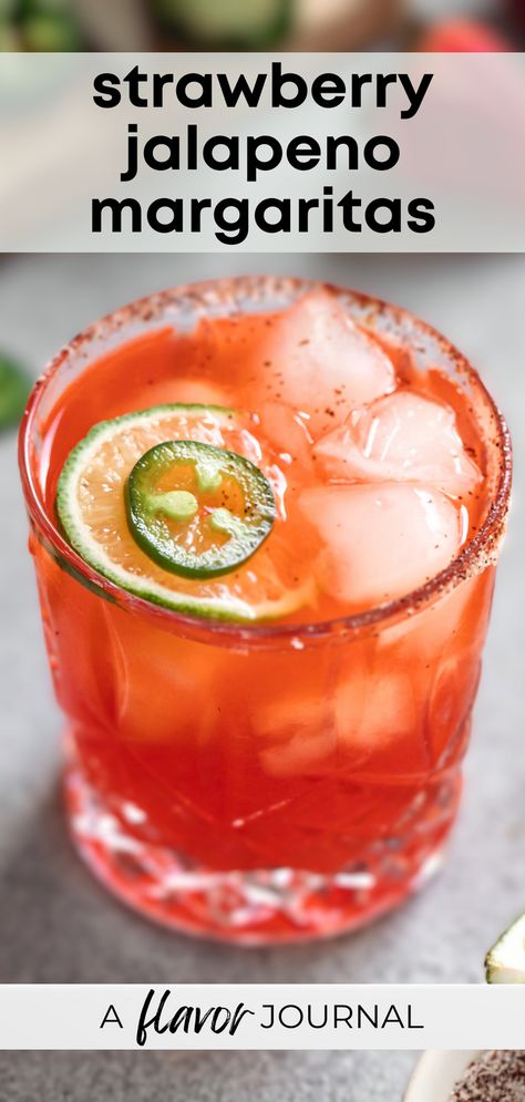 Jalapeno Margarita Recipe, Strawberry Jalapeno Margarita, Summer Party Drink, Strawberry Margarita Recipe, Simple Sugar Syrup, Valentines Recipes Desserts, Cinco De Mayo Recipes, Superbowl Game, Recipes Spicy