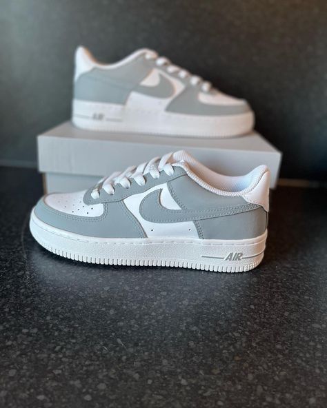 Nike Air Force Grey, Grey Air Force 1, Nike Air Force 1 Grey, Grey Nike Air Force 1, Hand Painted Sneakers, Tenis Air Force, Shoes Air Force, Air Force One Shoes, Air Force 1 Shoes