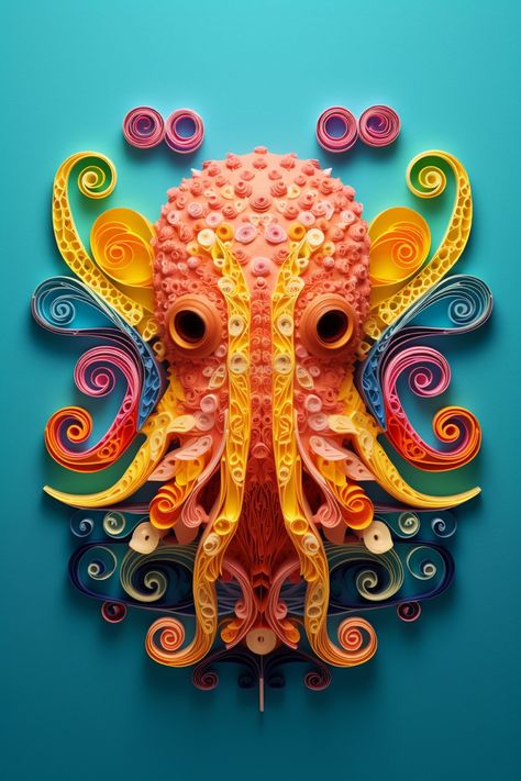 Quilled Fish, Tiktok Pictures, Quilling Inspiration, Diy Quilling Crafts, Octopus Decor, Quilling Animals, Arte Quilling, Paper Quilling For Beginners, Art Quilling