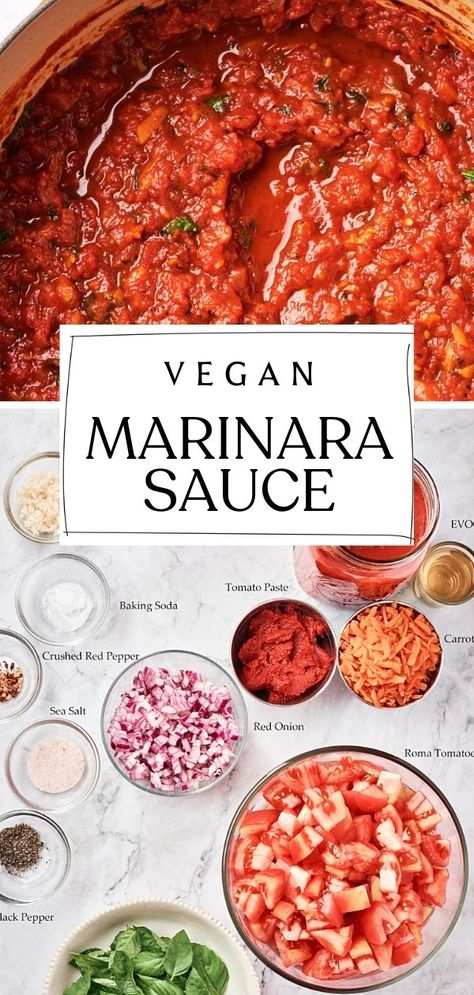 Making your own vegan marinara sauce is not only incredibly tasty, but it's also really easy! This chunky marinara sauce is perfect for topping off your favorite Italian dishes. Plus, it's much healthier than store-bought versions. So get cooking and enjoy this homemade goodness! #marinara #homemade #easy #vegan Chunky Marinara Sauce, Vegan Marinara Sauce, Marinara Sauce Recipe, Whole Food Plant Based Diet, Vegan Dinner Ideas, Pasta Sauce Homemade, Marinara Sauce Homemade, Cooking Tomatoes, How To Peel Tomatoes