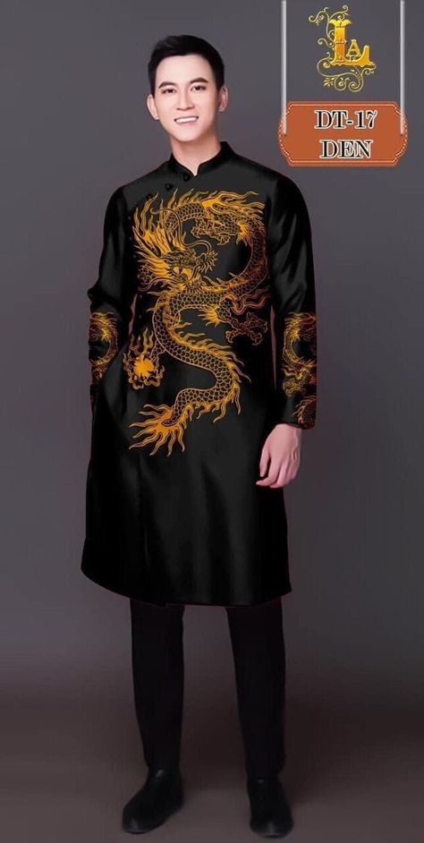 Brand New High Quality Embroidered Vietnamese Ao Dai for Men (NO PANTS).  Free Fast Priority shipping (1-3 days delivery) via USPS. Size ShouldersChest 4416.0in/41cm36in/91cm 4616.5in/42cm38in/97cm 4818.0in/46cm40in/102cm 5018.5in/47cm42in/107cm 5219.0in/48cm44in/112cm 5419.5in/50cm45in/114cm 5620.0in/51cm46in/117cm 5820.5in/52cm48in/122cm 6021.0in/53cm50in/127cm 6222.0in/56cm52in/132cm 64 23.0in/58cm 54in/137cm Please note:  Almost all Ao Dai have some sewing Chalk Marks because these are Brand Formal Embroidered Fitted Ao Dai, Traditional Vietnamese Clothing Men, Men Ao Dai, Luxury Embroidered Long Ao Dai, Embroidered Fitted Long Ao Dai, Ao Dai Men, Ao Dai Vietnam, Mens Summer, Mens Jackets