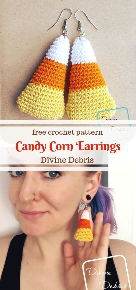 Candy Corn Earrings free crochet pattern by DivineDebris.com  #crochet #freepattern #candycorn #Halloween #crochetthread Corn Earrings, Candy Corn Earrings, Earrings Crochet, Fall Crochet Patterns, Adorable Pictures, Earrings Patterns, Crochet Jewelry Patterns, Crochet Earrings Pattern, Halloween Crochet Patterns