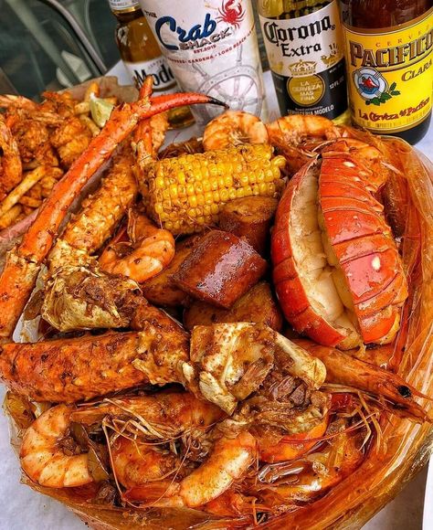 King Crab Boil, Shrimp Boil Recipe, Ideas For Parties, Foods Ideas, Best Fast Food, Crab Boil, Yummy Seafood, Soul Food Dinner, Shrimp Boil