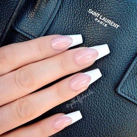 (paid link) I love short coffin nails - the length is practical and convenient, but the silhouette still appears so tall and elegant despite the length. French Coffin, White Tip Nails, White Coffin Nails, French Tip Acrylic Nails, French Acrylic Nails, Coffin Shape Nails, Tip Nails, Acrylic Nails Coffin Short, White French