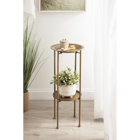 Langley Street Kuehl Plant Stand & Reviews | Wayfair Small Bathroom Table, Plant Stand Table, Moroccan Artwork, Support Pour Plante, Stand Table, Tray Styling, Hearth Room, Metal Plant Stand, Tactile Texture