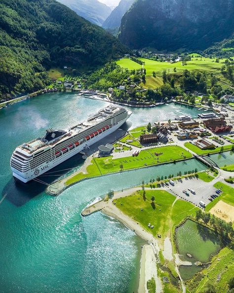 Flam Village, Norway.. .  . . #flåm #Norway #ferry #beautiful #village #travelgoals #travel #traveldiaries #traveler #traveling… Norway Travel, Halong Bay, Ulsan, Destination Voyage, Elba, Beautiful Places To Travel, Most Beautiful Places, Cruises, Cruise Ship