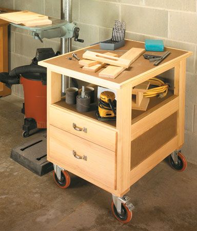 Woodsmith Plans, Shop Cart, Woodworking Tools List, Portable Workbench, Mobile Cart, Mobile Workbench, Woodworking Desk, Woodworking Kits, Tool Cart