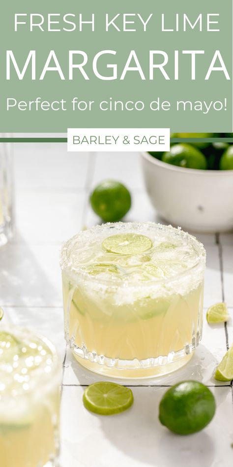 Key Lime Margarita Recipe, Key Lime Margarita, Lime Margarita Recipe, Key Lime Recipes, Easy Margarita Recipe, Simple Syrup Cocktails, Key Limes, Pool Drinks, Lake House Food