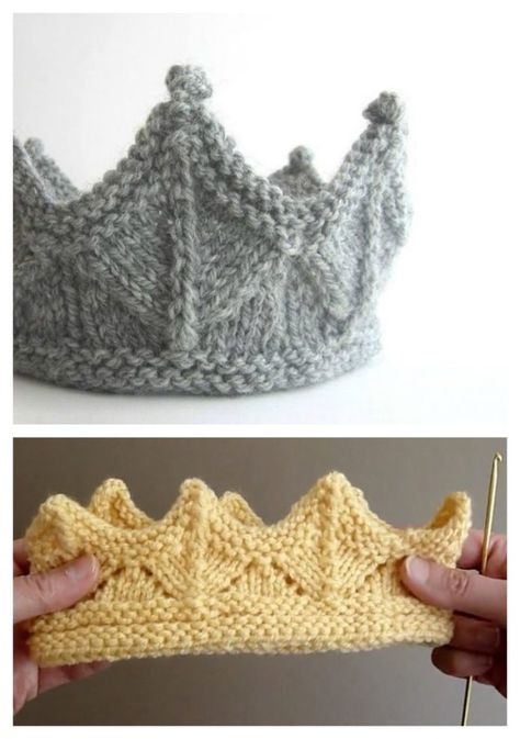 Crown Free Knitting Pattern and Video Tutorial Knit Crown, Tutorial Knitting, Crochet Crown, Needle Threader, Video Free, Knitted Wit, Tutorial Video, Knitting For Kids, Free Knitting Pattern