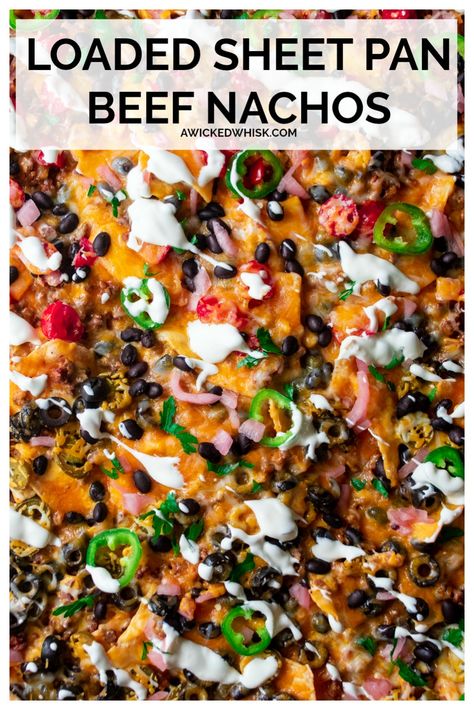 Beef Nachos Recipe, Sheet Pan Beef, Ground Beef Nachos, Spicy Taco Seasoning, Nachos Loaded, Nachos Recipe Beef, Sheet Pan Nachos, Pan Nachos, Beef Nachos