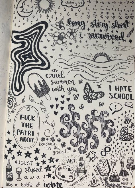 Cruel Summer Drawing, Doodle Art Taylor Swift, Taylor Swift Song Doodles, Taylor Swift Song Lyrics Drawing, Taylor Swift Sketchbook Ideas, Taylor Swift Doodles Easy, Lyric Drawings Taylor Swift, Taylor Swift Song Drawings, Taylor Swift Doodles Lyrics