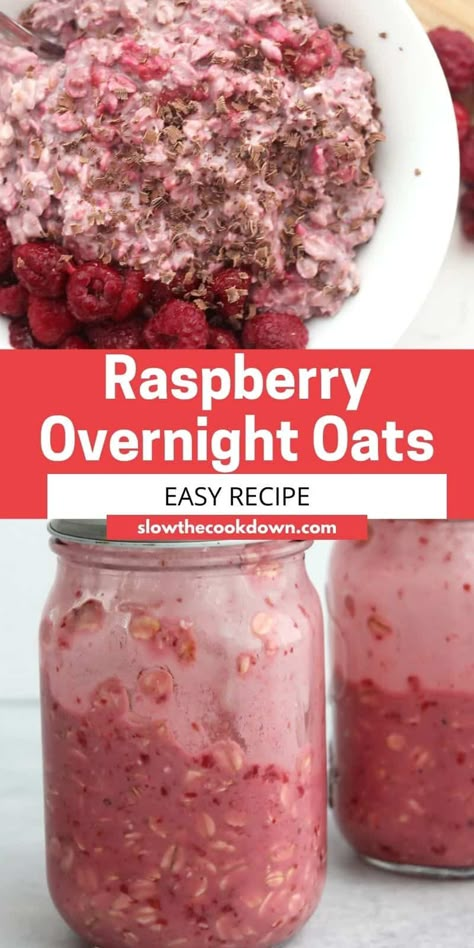 Sweet and tangy, these raspberry overnight oats are one delicious and healthy make ahead breakfast. They take minutes to prep and are perfect to grab and go on busy mornings. Overnight Oats Dairy Free, Oat Ideas, Overnite Oats, Dairy Free Overnight Oats, Raspberry Overnight Oats, Vanilla Overnight Oats, Oatmeal Overnight, Overnight Oats Recipe Easy, Pumpkin Overnight Oats