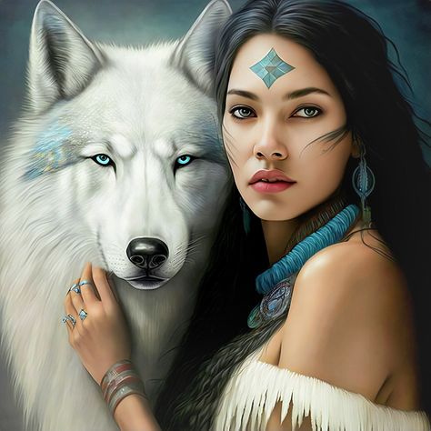 Wolf Sitting, Human Animal, Native American Wolf, Indian Artwork, Wolves And Women, Native American Images, Native American Pictures, Native American Artwork, Photographie Portrait Inspiration