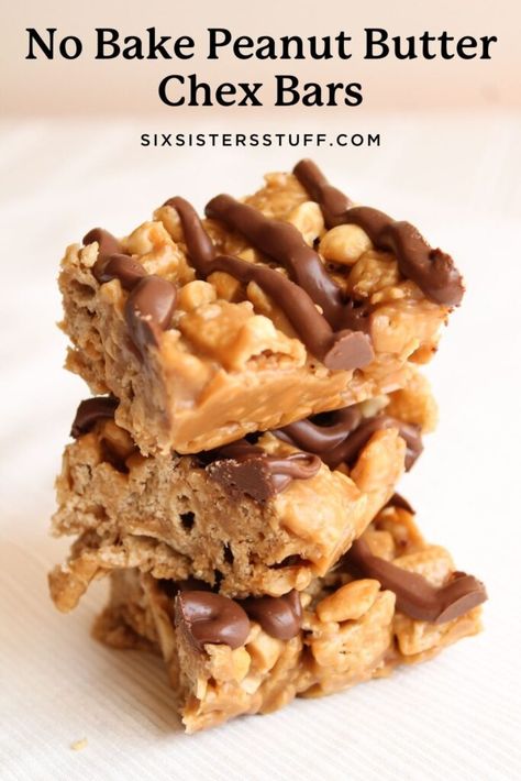 Peanut Butter Chocolate Chex Bars, No Bake Chex Cookies, Peanut Butter Chex Mix Recipes, Chex Mix Bars, Peanut Butter Chex Mix, Chex Bars, Peanut Butter Chex, Cookies 2023, Chocolate Chex