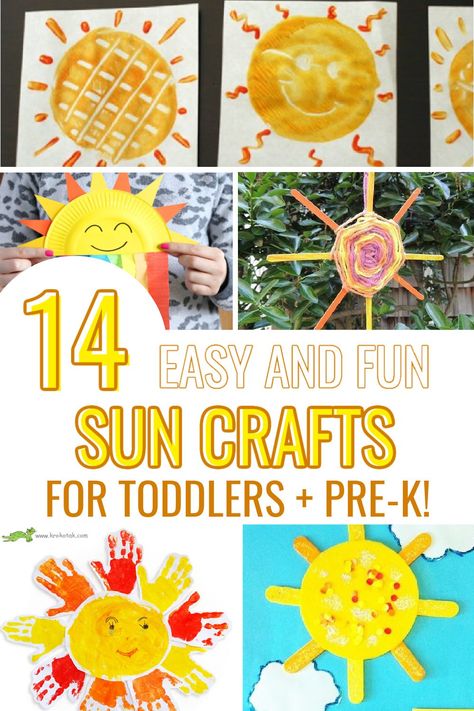 SIMPLE SUN CRAFTS FOR TODDLERS- need some weather or summer inspired crafts to do with toddlers or pre-k? These summer sun crafts are just what you need! Sun Activities For Toddlers, Sun Crafts For Toddlers, Sun Crafts For Preschoolers, Sun Crafts For Kids, Sun Activities, Sun Craft, Sun Activity, Summer Crafts For Toddlers, Sunshine Crafts