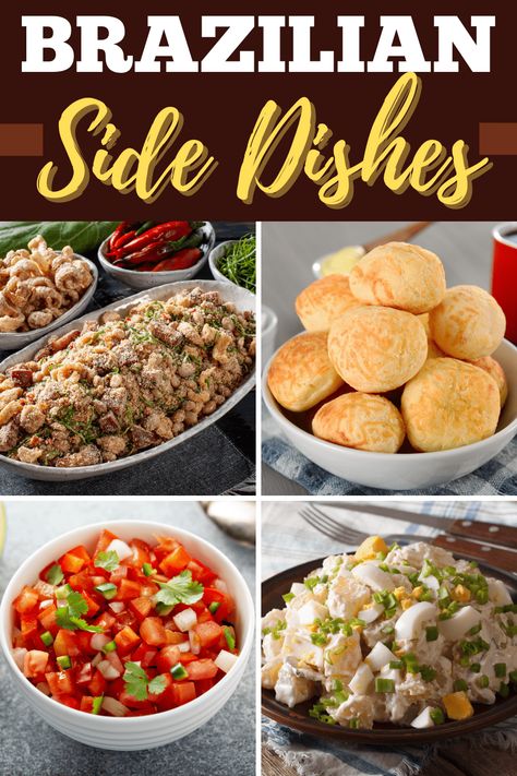 Looking for traditional Brazilian side dishes for your next family feast? Flavorful and fast, these recipes will give you a taste of South American cuisine! South American Vegetable Side Dishes, Brazilian Bbq Sides, Brazilian Vegetable Side Dishes, Brazil Food Recipes, Brazilian Side Dishes, American Side Dishes, Brazilian Salad, Brazilian Food Traditional, South American Dishes