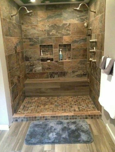 Rustic Bathroom Shower, Makeover Kamar Mandi, Rustic Bathroom Designs, Budget Ideas, Bathroom Shower Tile, Rustic Bathrooms, Bathroom Remodel Shower, Room Remodel, Trendy Bathroom